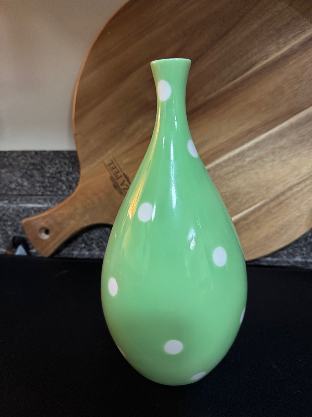 Polka Dot Ceramic Vase in Green by